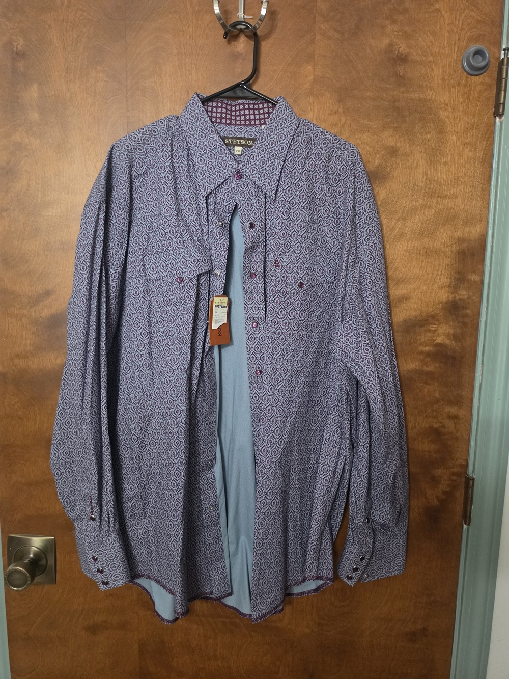 Stetson Men's Purple Geometric Long-Sleeve Button-Down Shirt